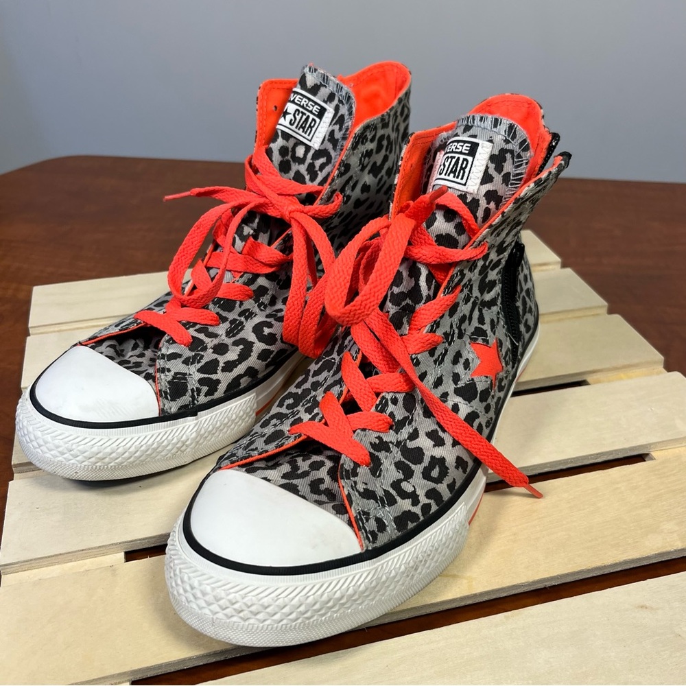 Converse Leopard Print High Tops - Orange and Gray - Picture 4 of 11